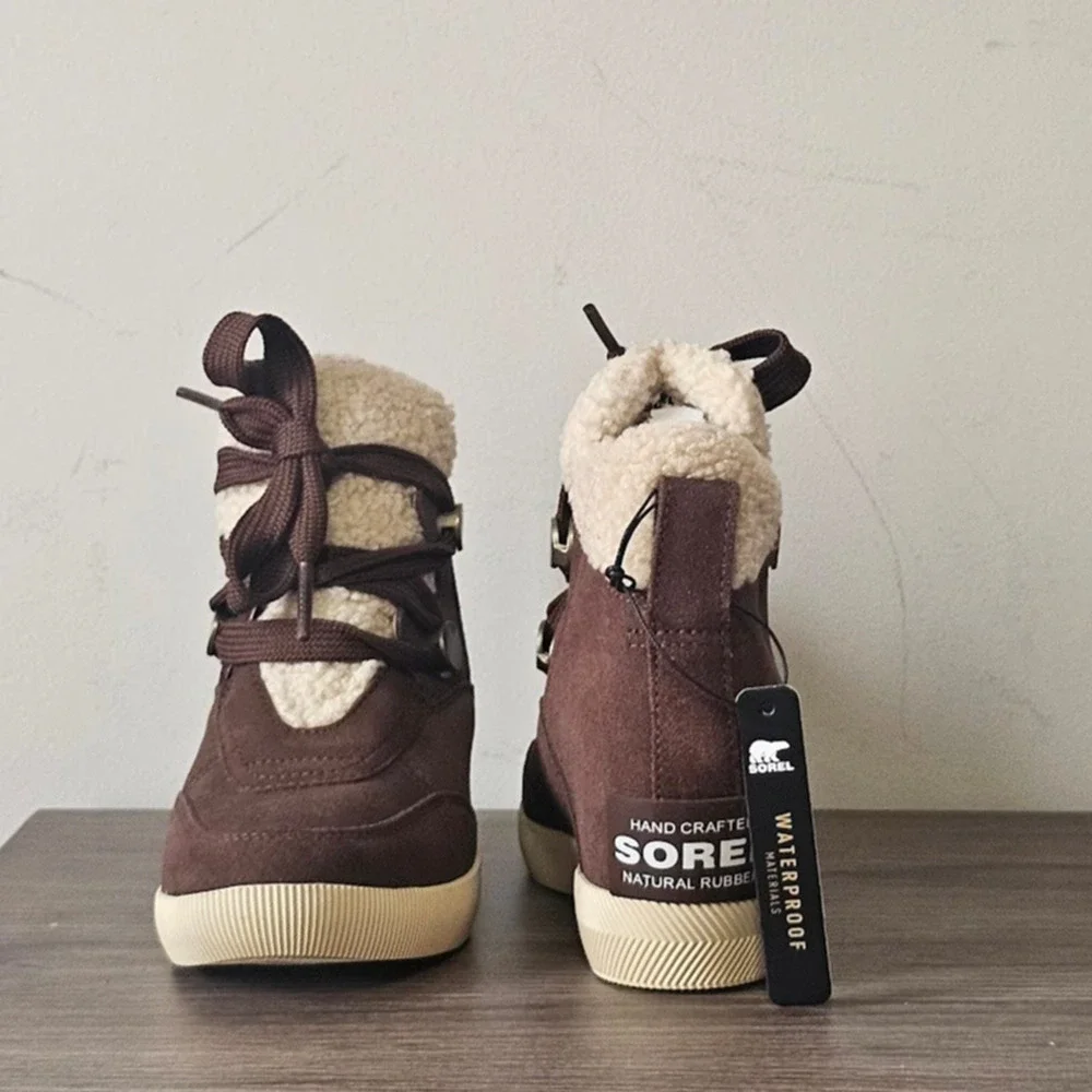 Sorel Women's ONA  Cozy Wedge Boots Size 7 Tobacco/Natural NWT
